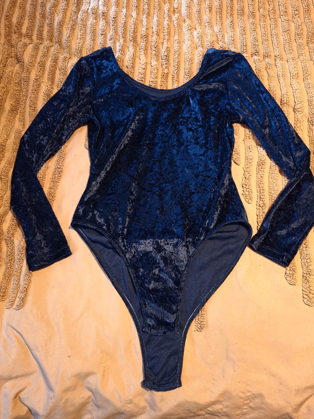 Vintage Sacha Black Crushed Velvet Long Sleeve Bodysuit